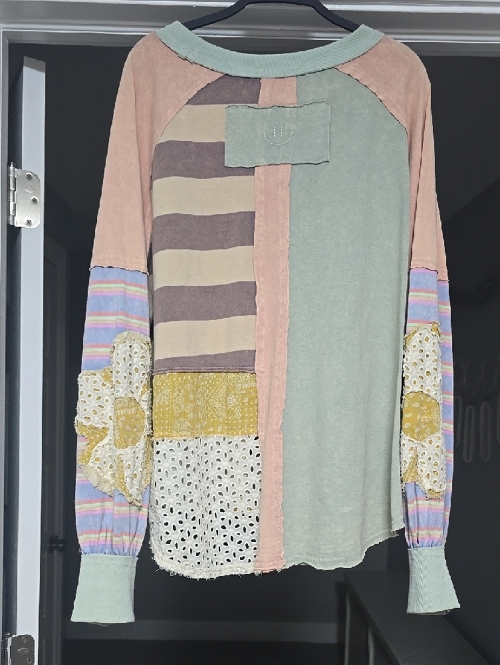 Oli & Hali Pastel Mint Patchwork Sweater - Picture 4 of 12